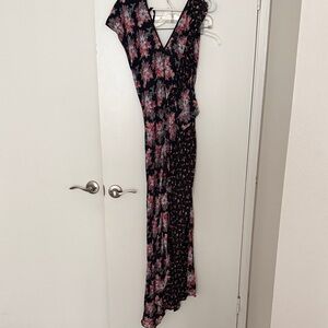 Topshop Floral Maxi Dress in Black and Pink